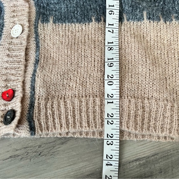 TENSIONE IN Colorblock V-Neck Cardigan Sweater SZ Large Mohair Wool Blend Italy - Picture 9 of 10